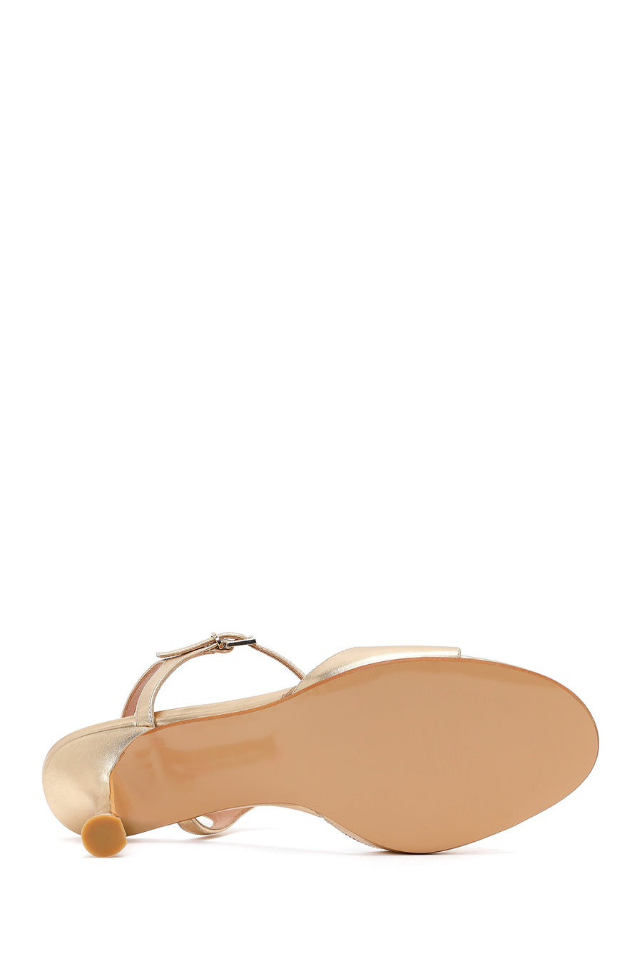 Women's Gold Ankle Buckle Thin Heel Metallic Leather Sandals