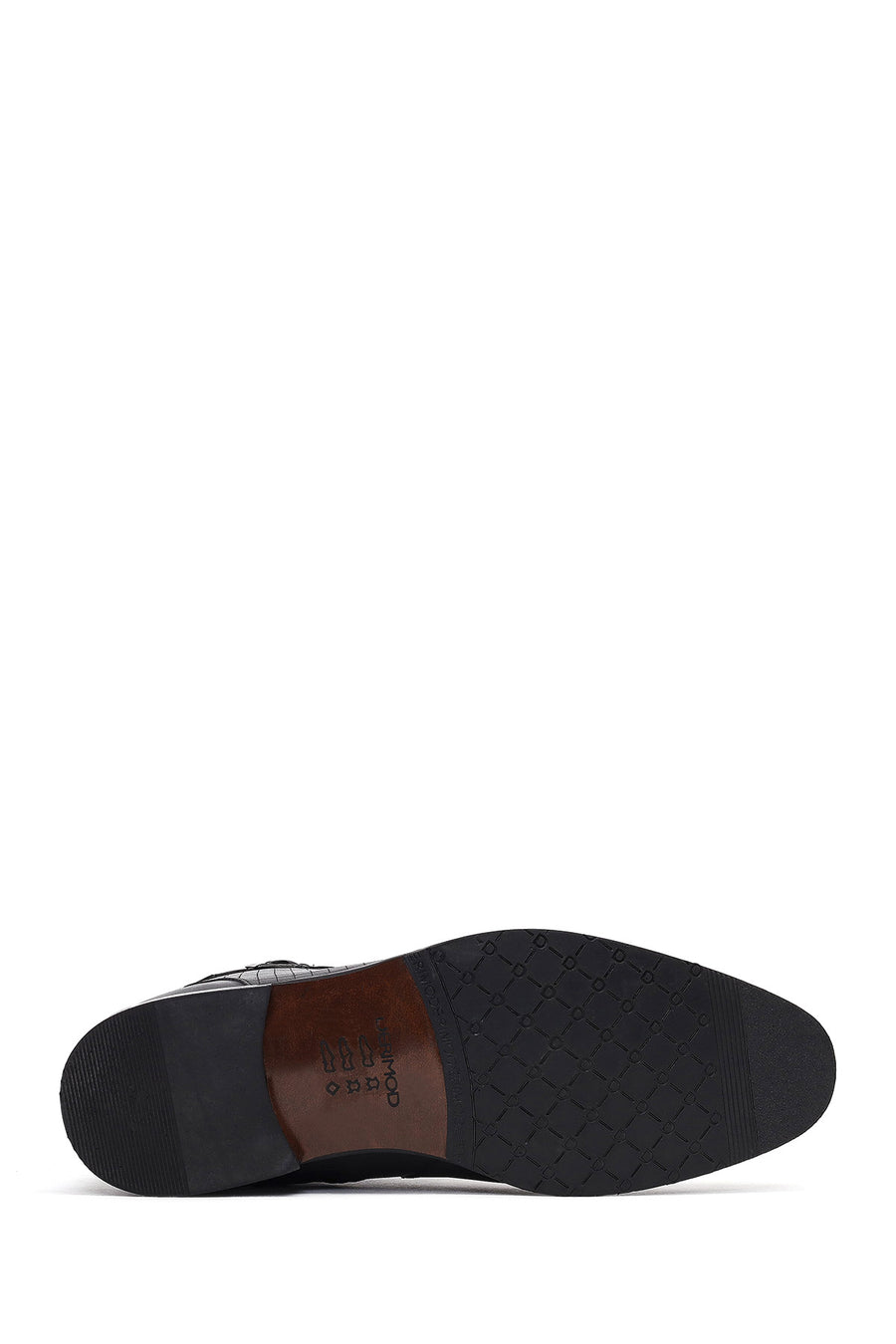 Men's Black Zippered Buckle Detail Leather Classic Boat