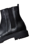 Men's Black Leather Zippered Boots | Derimod