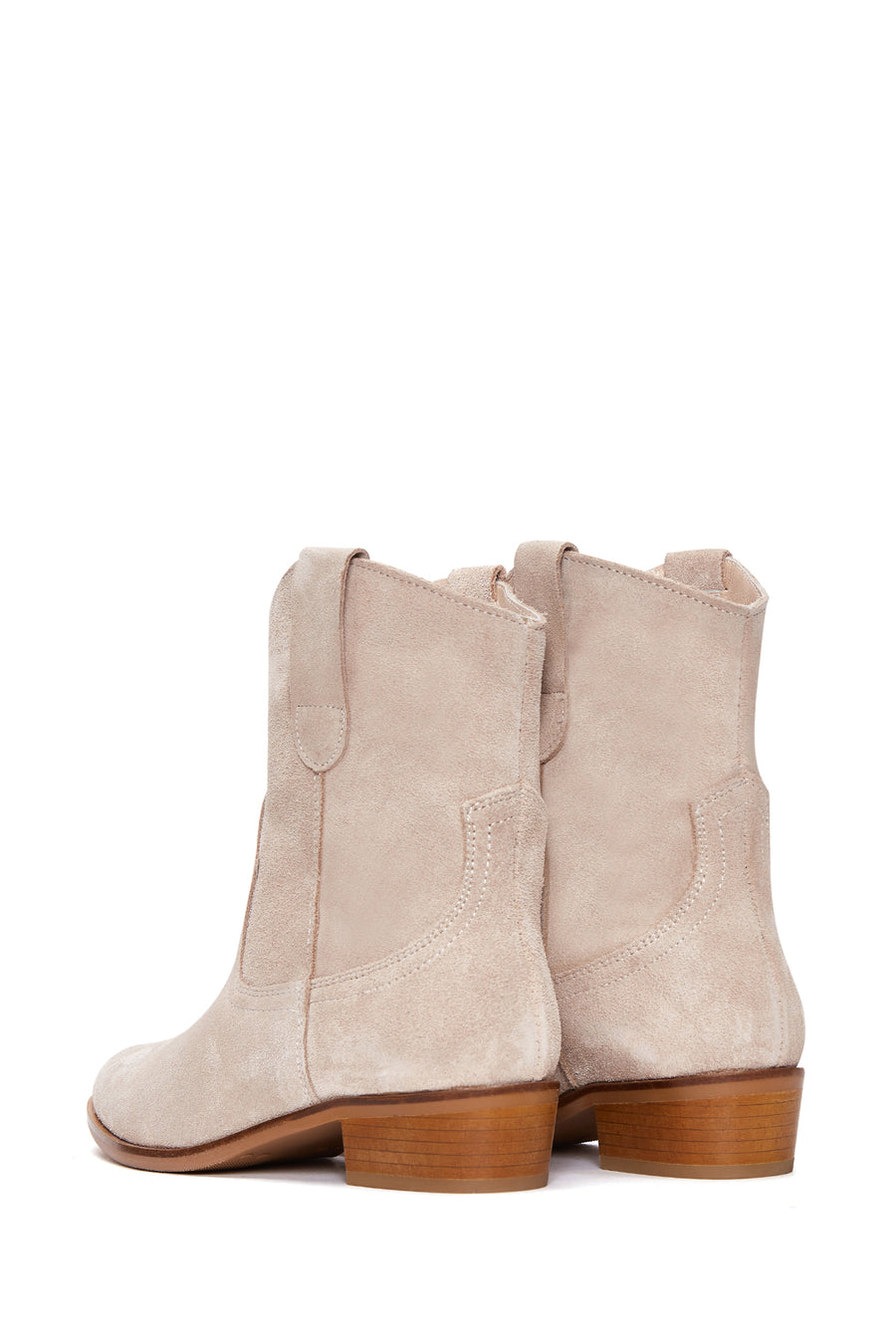 Women's Beige Suede Leather Cowboy Boots