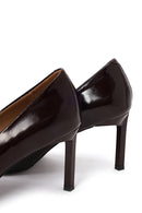 Kadın Bordo İnce Topuklu Rugan Deri Stiletto | Derimod