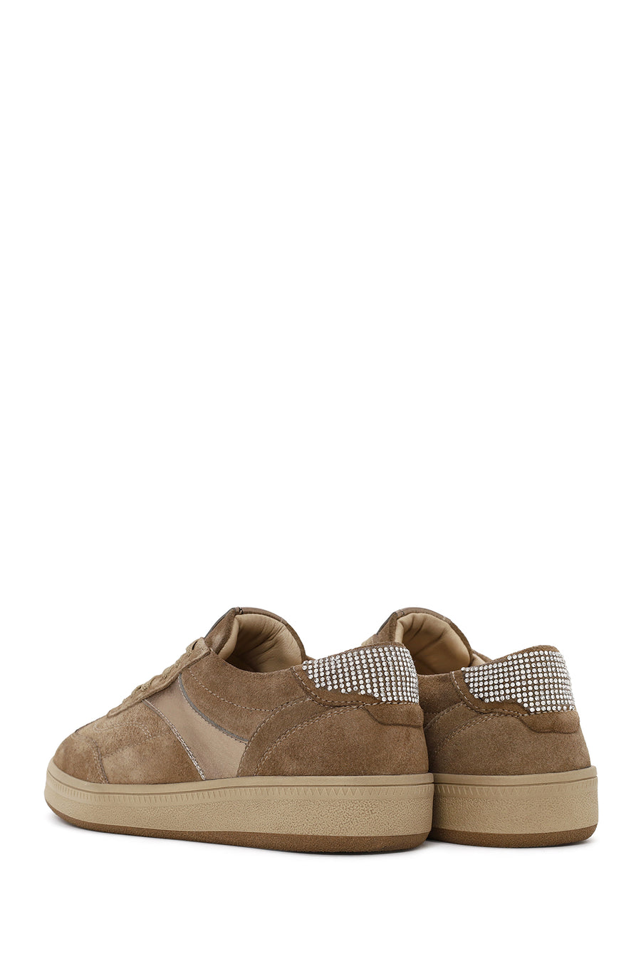 Kadın Bej Bağcıklı Süet Deri Sneaker