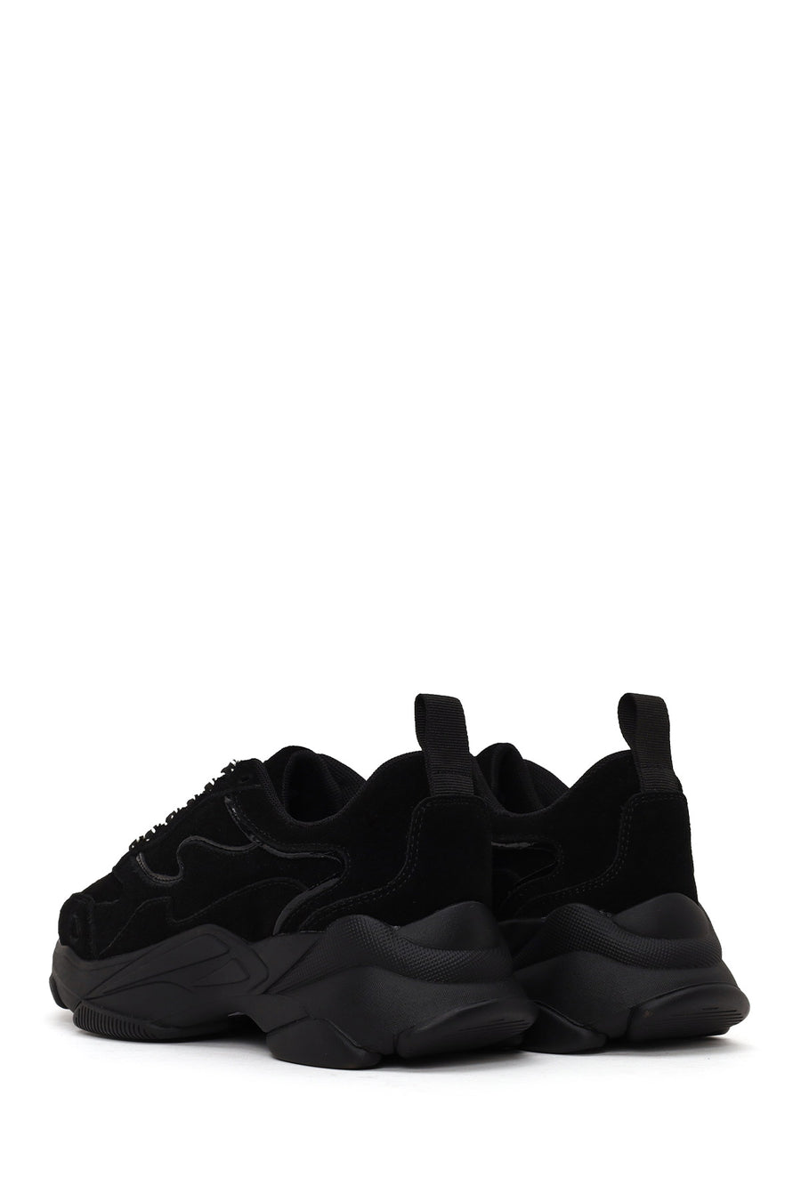 Kadın Siyah Bağcıklı Kalın Tabanlı Süet Deri Sneaker