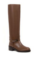 Women's Brown Buckled Leather Boot | Derimod