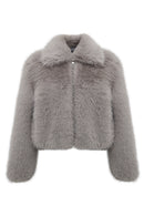 Dallas Women's Gray Shirt Collar Teddy Coat | Derimod