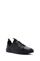 Erkek Siyah Bağcıklı Deri Sneaker | Derimod