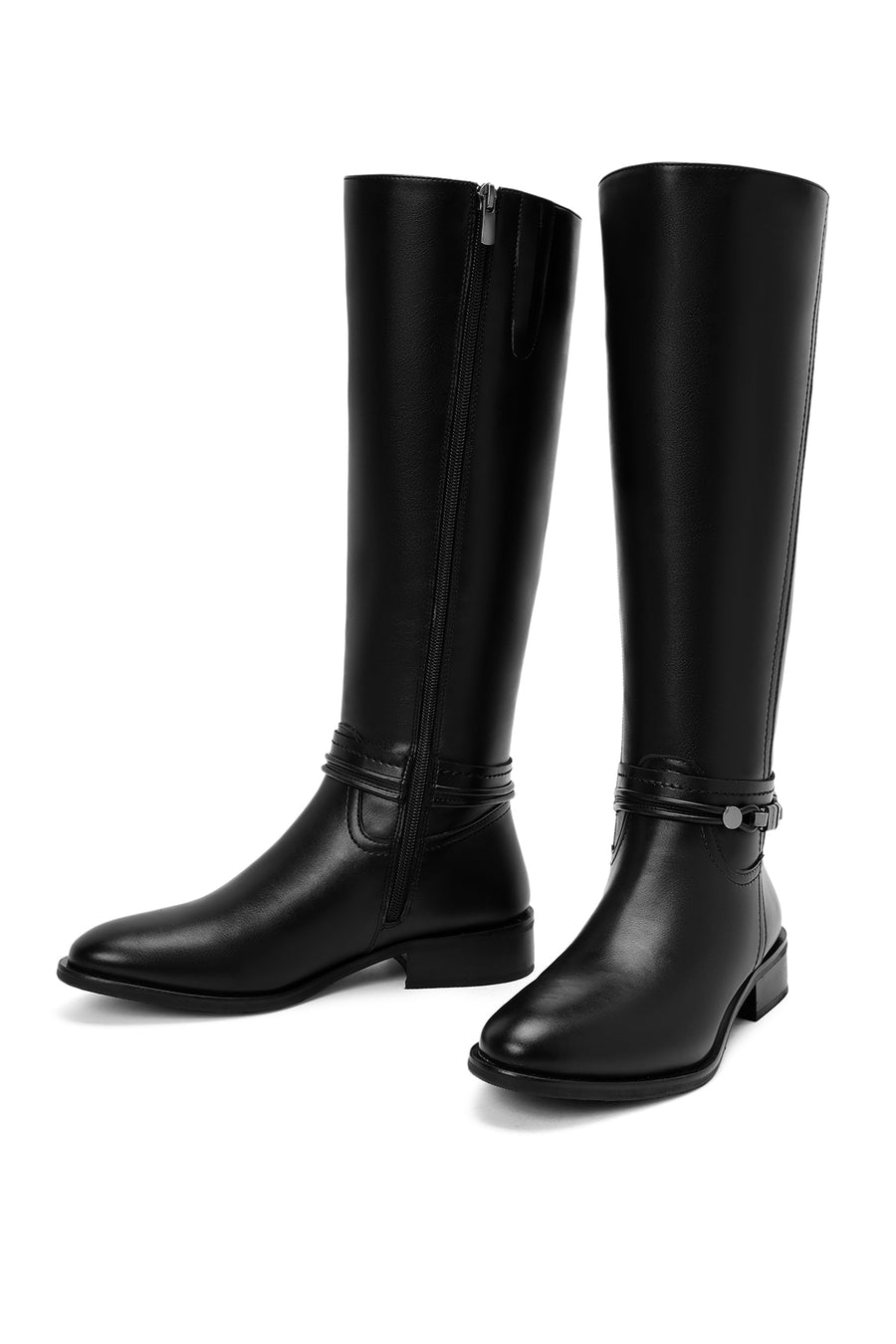 Women's Black Zippered Accessory Detailed Boots