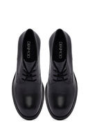 Woman Black Lace-Up Chunky Heeled Leather Masculine Shoes | Derimod