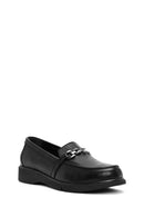 Kadın Siyah Tokalı Deri Comfort Loafer | Derimod