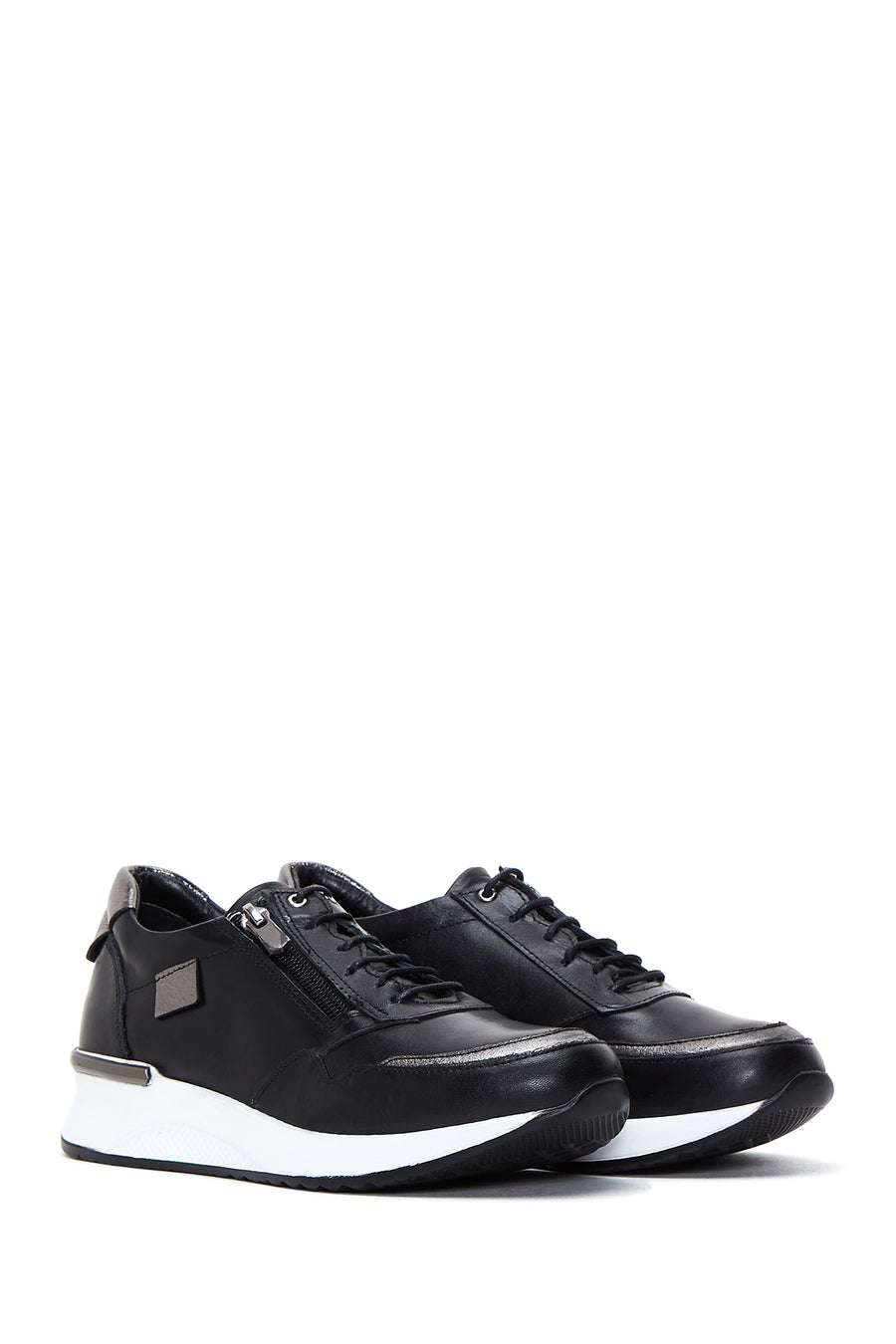 Women's Black Leather Sneaker