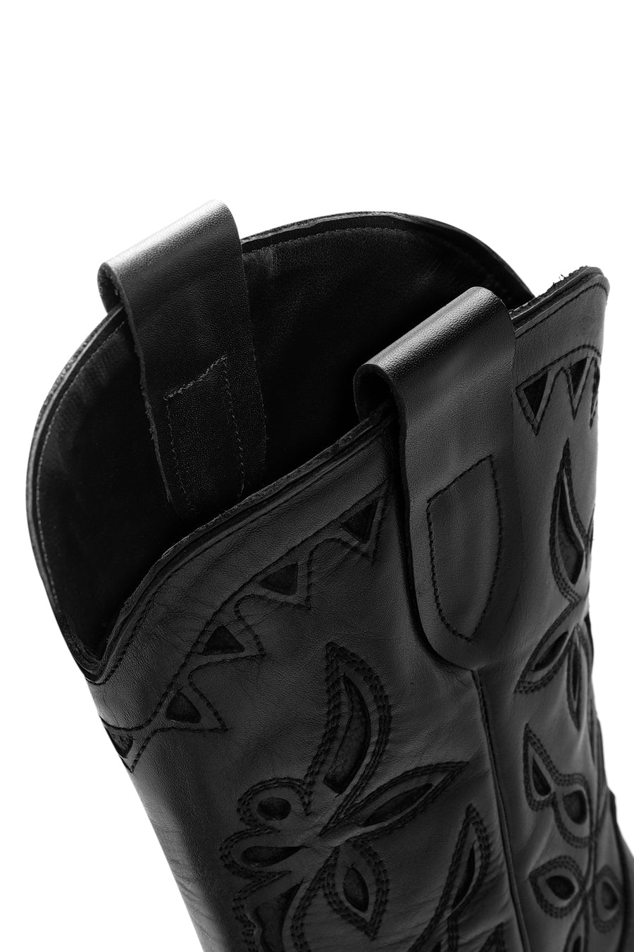 Women's Black Leather Cowboy Boots