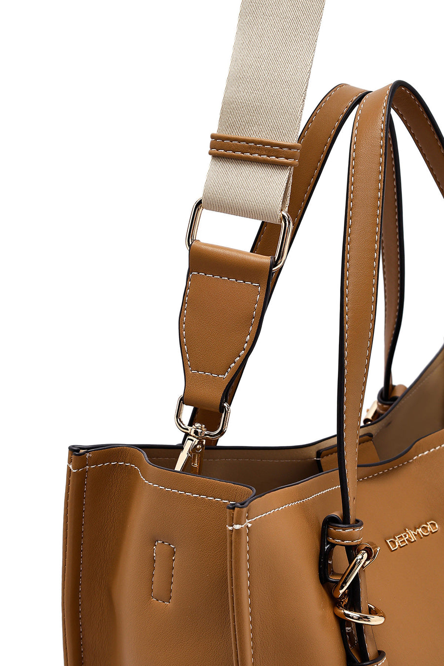 Woman Tan Long Strap Shoulder Bag