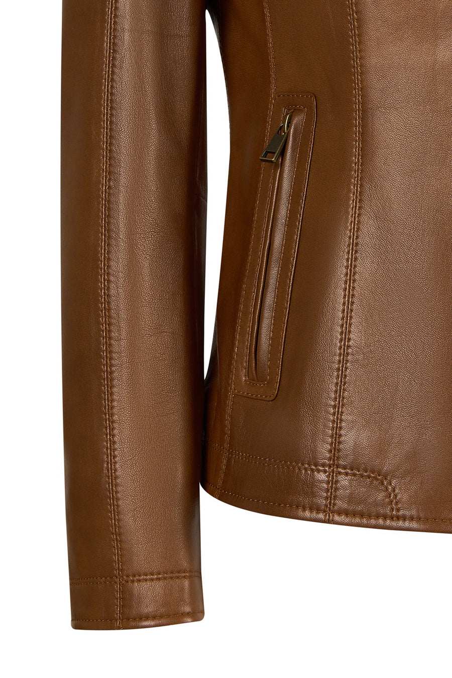 Martha Woman Camel Short Leather Jacket