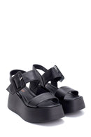 Women's High-Sole Leather Sandals | Derimod