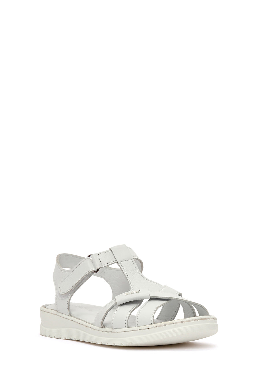Women's White Strappy Leather Comfort Sandals