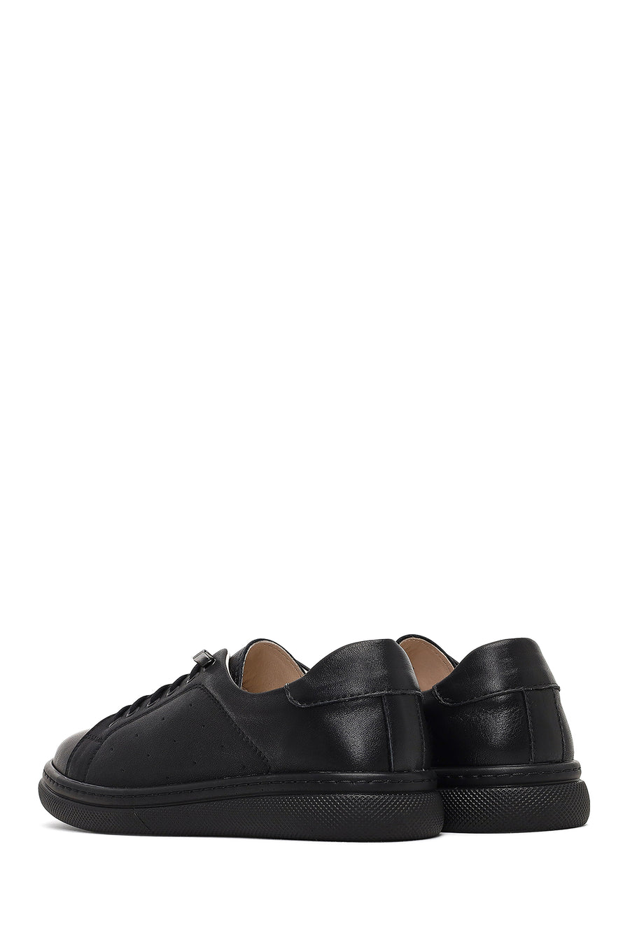 Women's Black Lace-up Leather Sneaker