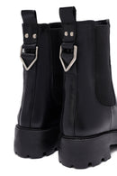 Woman Black Thick Sole Leather Chelsea Boots | Derimod