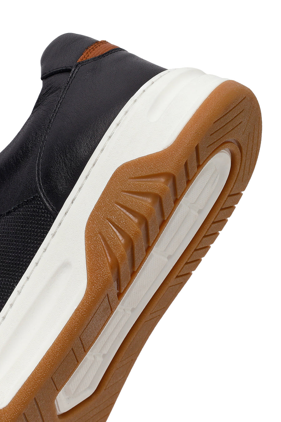 Erkek Siyah Kalın Tabanlı Bağcıklı Deri Sneaker