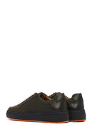 Erkek Haki Bağcıklı Deri Sneaker | Derimod