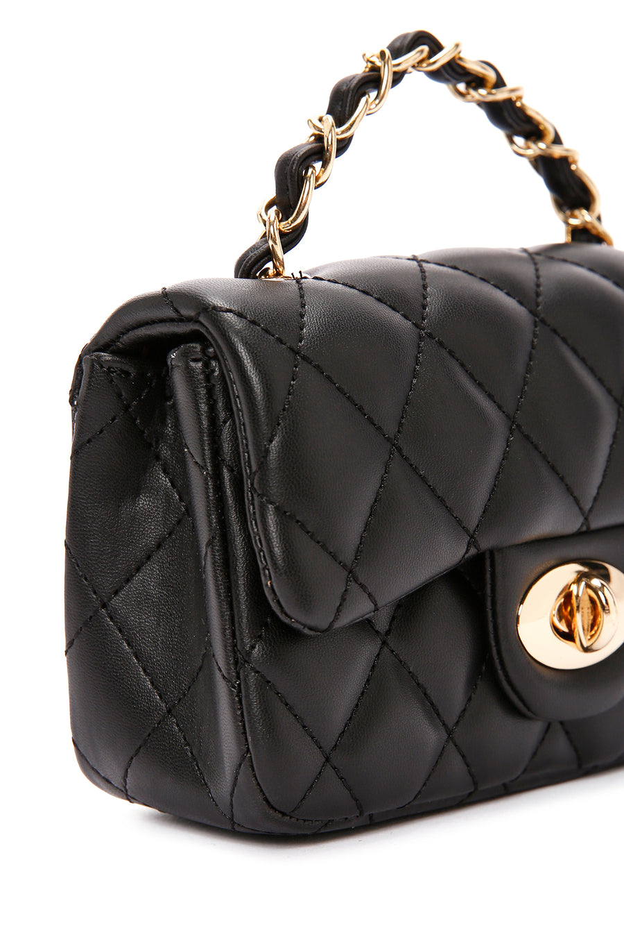 Women's Black Long Strap Quilted Crossbody Bag