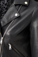 Eliza Women's Black Biker Short Leather Jacket | Derimod