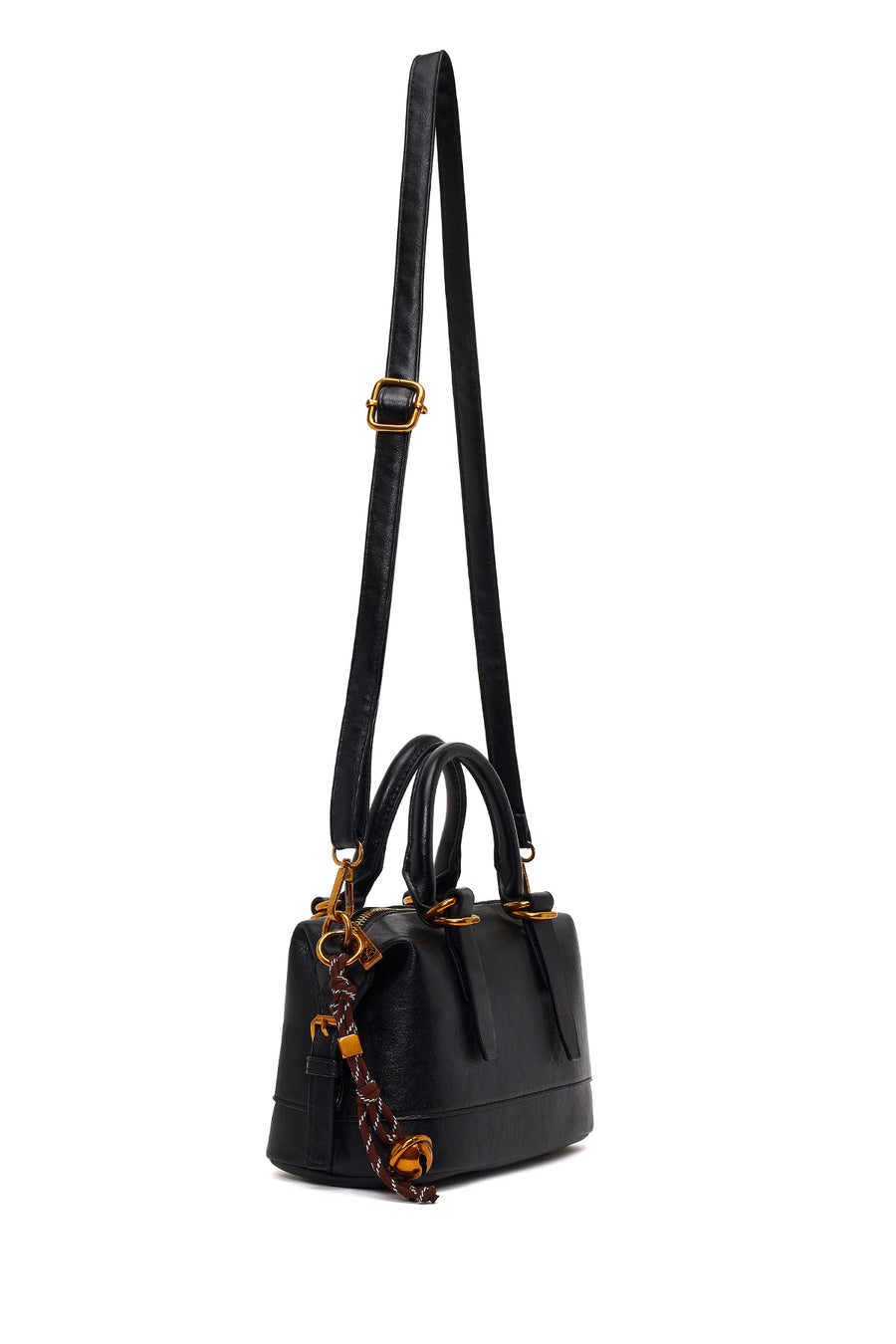 Woman Black Long-Strap Mini Shoulder Bag