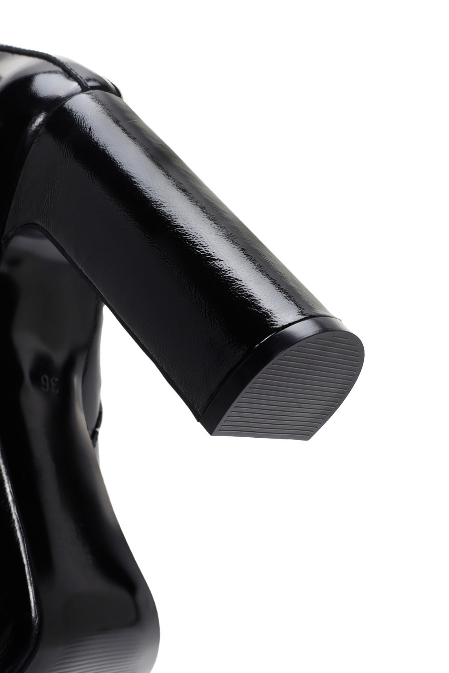 Women's Black Platform Thick Heeled Patent Leather Boots