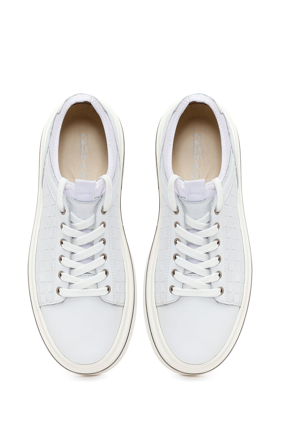 Erkek Beyaz Bağcıklı Deri Sneaker