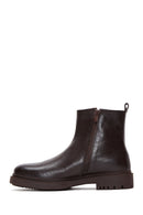 Men's Brown Leather Zippered Boots | Derimod
