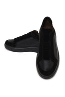Men's Black Thick-Soled Leather Sneaker | Derimod
