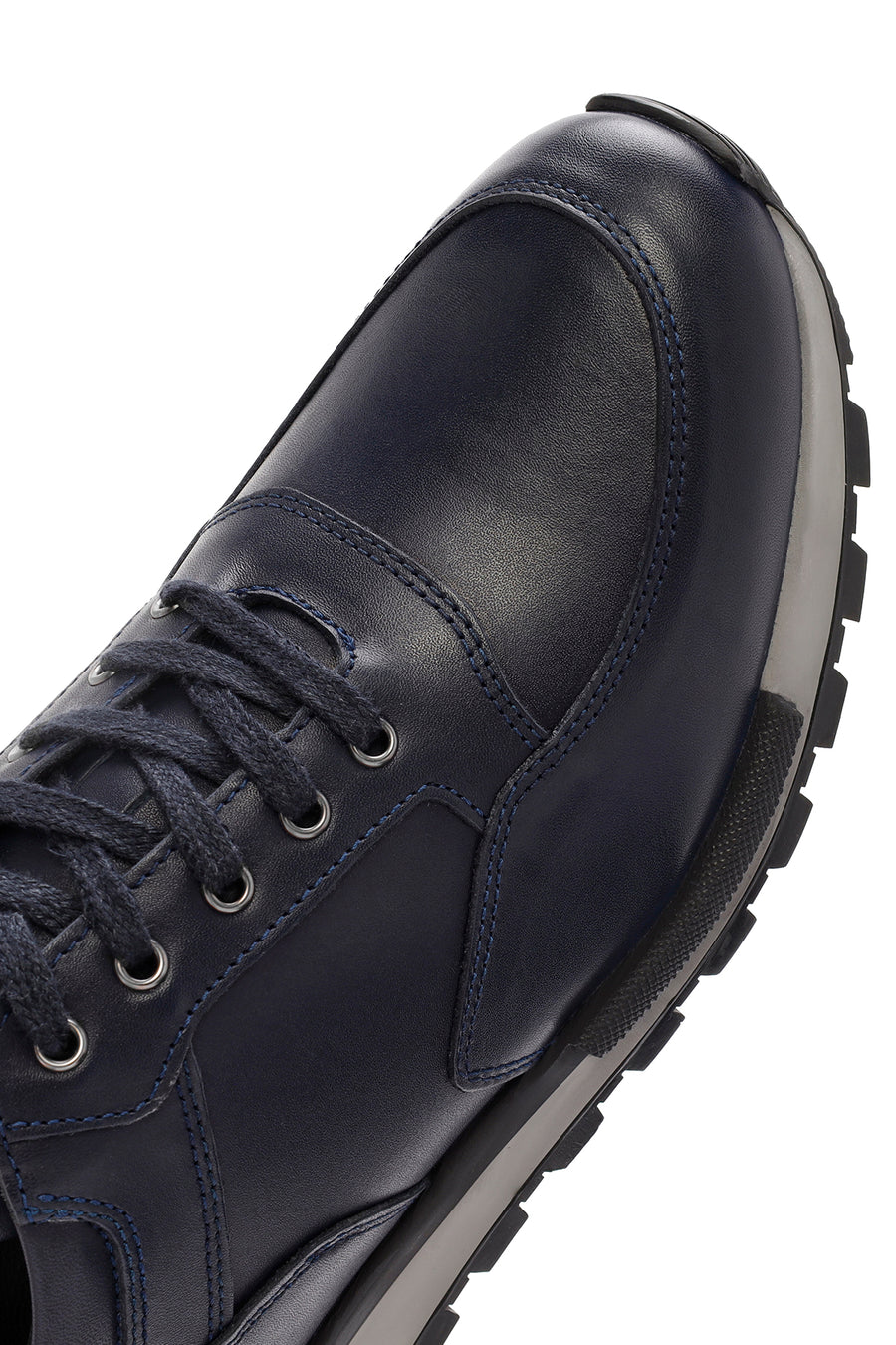 Men's Navy Blue Lace-up Leather Casual Sneaker