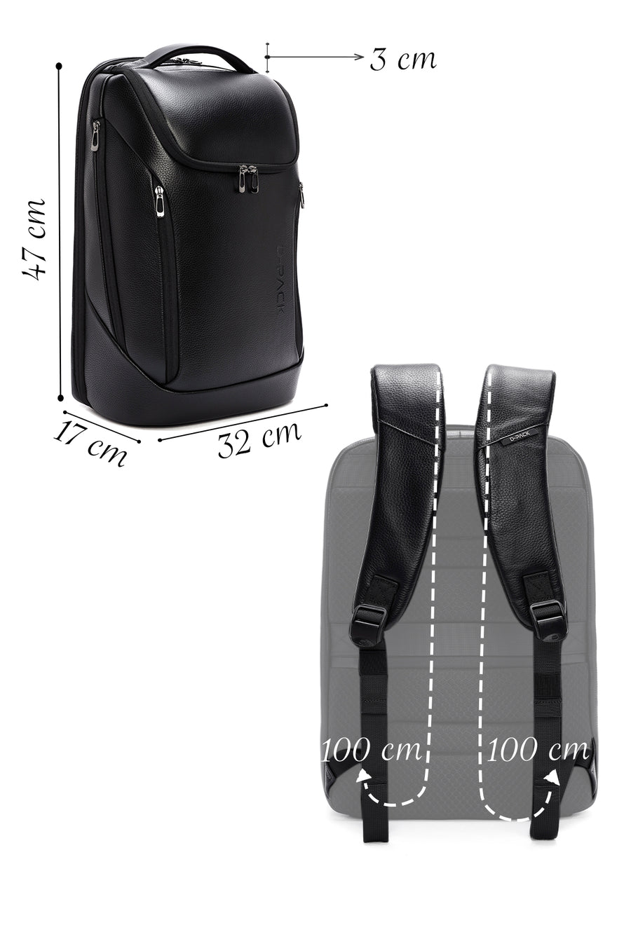 D-Pack Unisex Siyah Teknolojik Deri Sırt Çantası