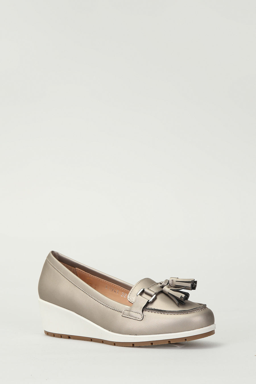 Bronze Wedge Heels Women's Leather Loafer
