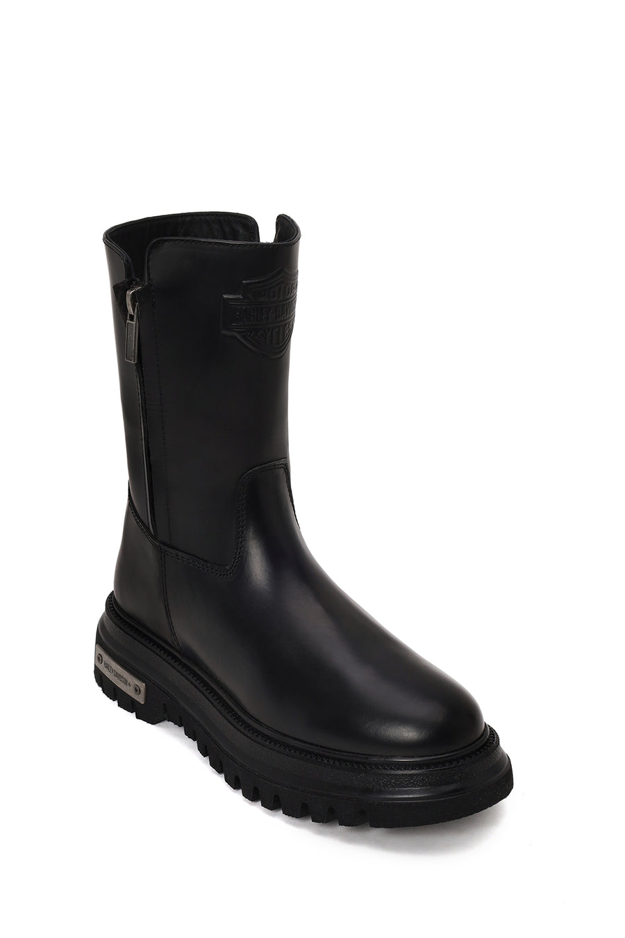 Harley Davidson Woman Black River Zip Closure Thick-Soled Leather Boots