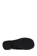 Women's Black Ankle Buckle Low Heel Leather Sandals | Derimod