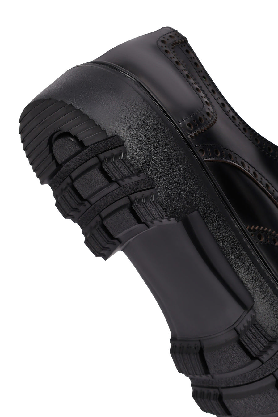 Men's Black Thick-Soled Leather Casual Shoes