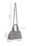 Woman Gray Long-Strap Charmed Shoulder Bag | Derimod