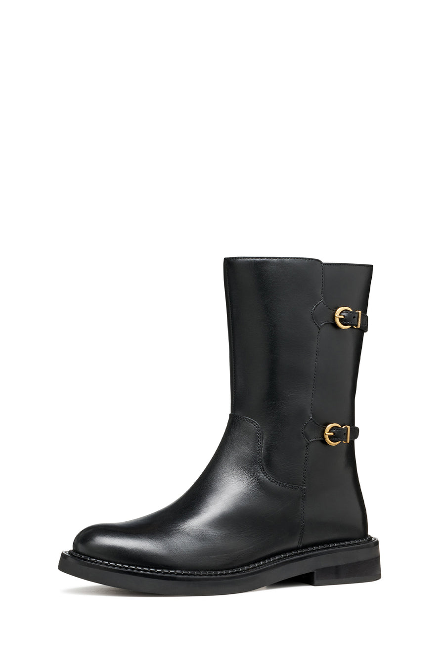 Geox Woman Black D Serılda B - Smo.Lea Zippered Buckled Leather Boot