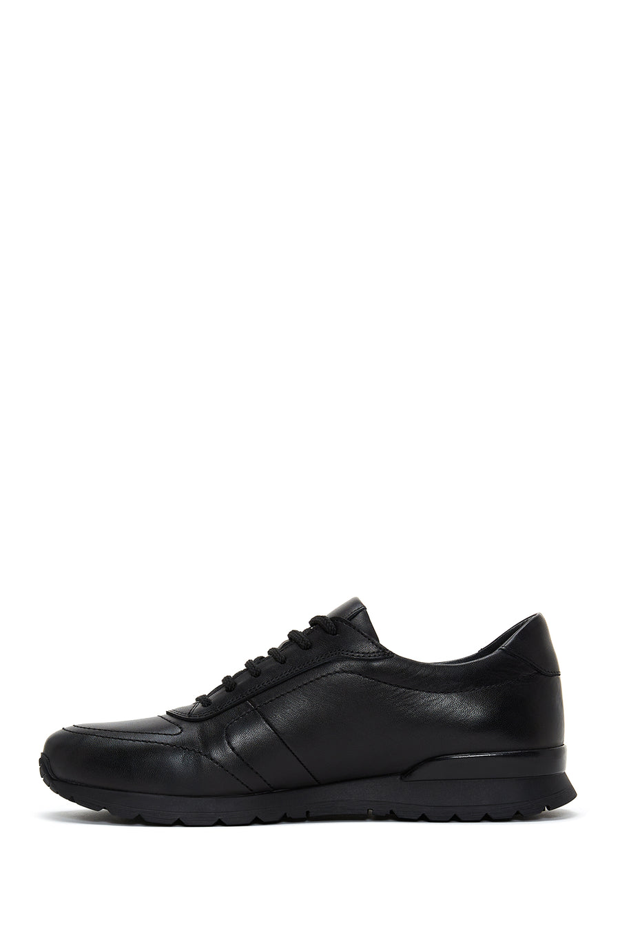 Men's Black Lace-Up Leather Casual Sneaker