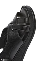 Women's Black Thick Soled Leather Comfort Sandals | Derimod
