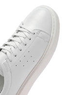 Men's White Lace-up Thick-Sole Leather Sneaker | Derimod