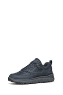 Geox Men's Navy Blue Laced Thick Sole Suede Leather Sneakers | Derimod