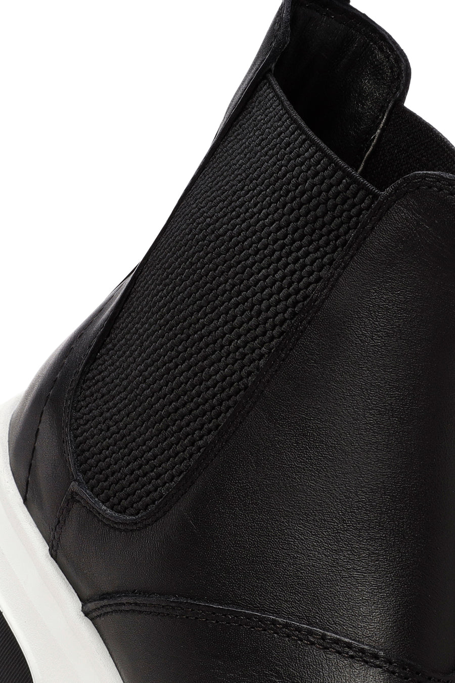 Men's Black Thick Sole Leather Casual Chelsea Boots