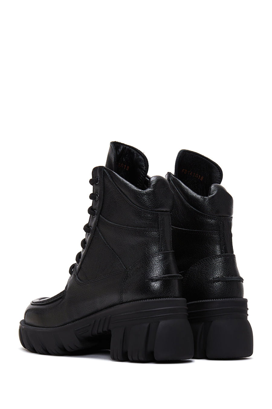 Women's Black Leather Lace-Up Boots