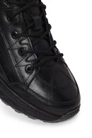 Erkek Siyah Bağcıklı Kalın Tabanlı Deri Sneaker | Derimod