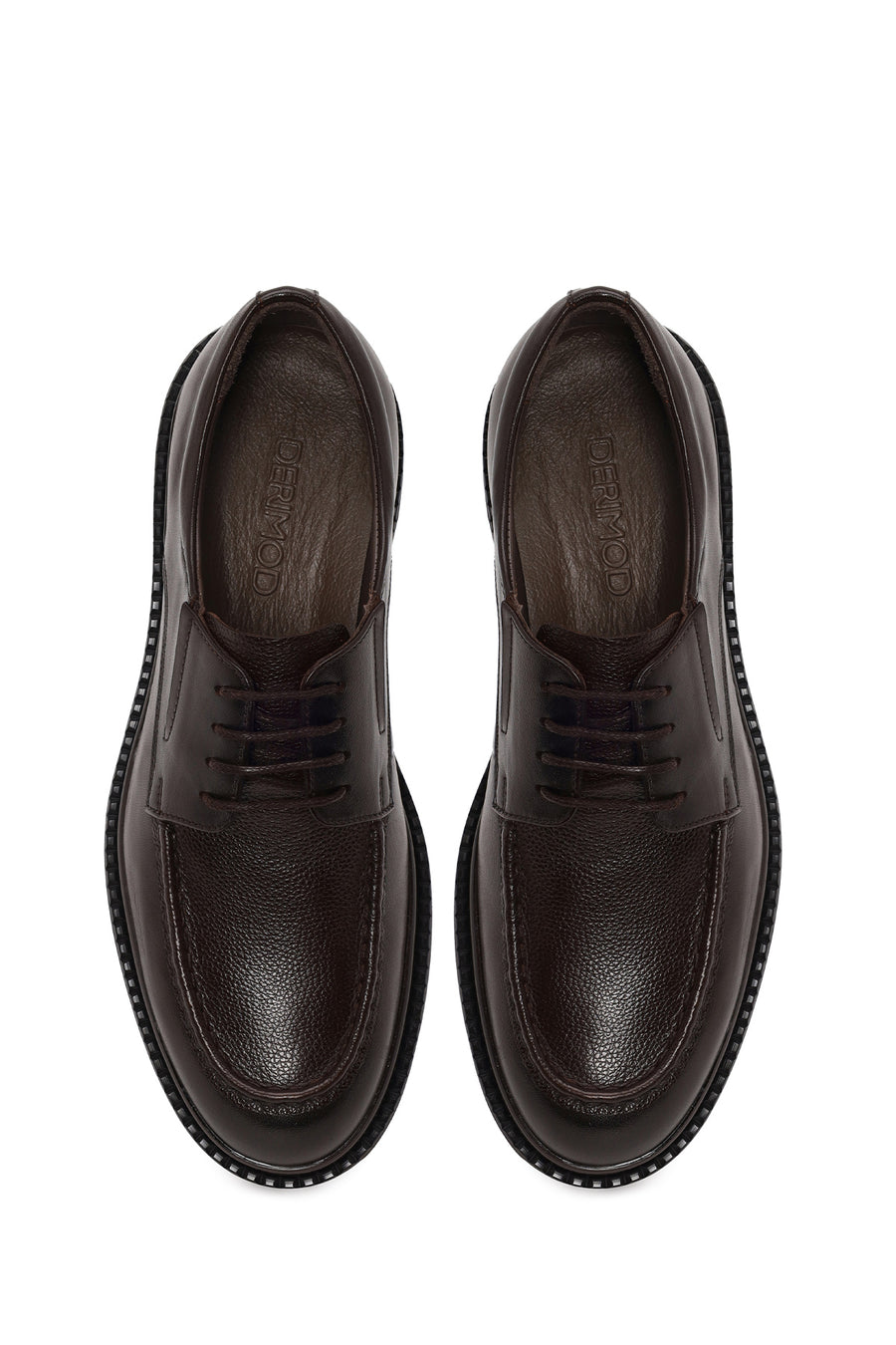 Male Brown Lace-Up Thick-Soled Leather Casual Shoe
