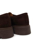 Woman Brown Buckled Thick-Soled Suede Masculine Shoes | Derimod