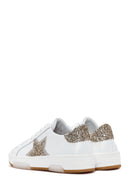 Women's White Lace-Up Stoned Leather Sneakers | Derimod