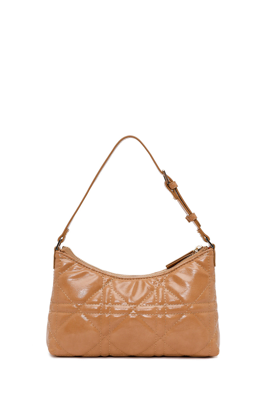 Woman Beige Long Chain Strap Shoulder Bag