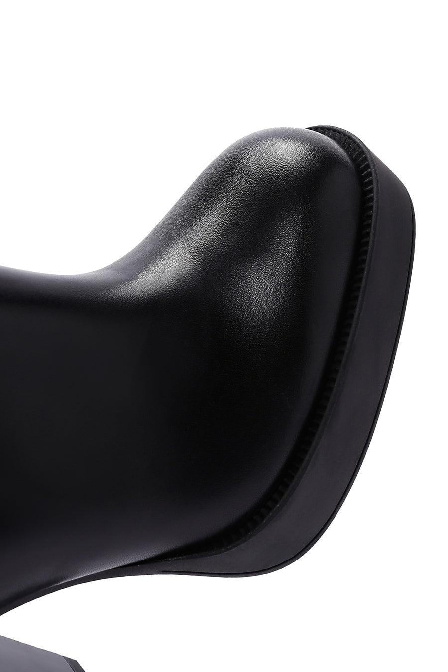 Women's Black Zippered Thick Heeled Leather Boots